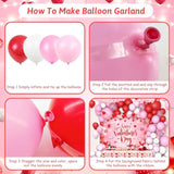 Valentine'S Day Balloon Garland Arch Kit,I Love You Banner Red Pink White Confetti Balloons For For Women Girls Wedding Engagement Mother'S Day Anniversary Decoration Supplies
