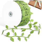 Leaf Ribbon, 20Yards Artificial Green Ribbons For Crafts, Grass Olive Green Leaf Trim Rope For Baby Shower Wedding Party Wrapping Home Decor Wreath Garland