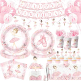 Ballerina Birthday Party Decorations Ballerina Party Tableware Kit Dancing Girl Ballet Plates And Napkins For Girls Ballet Theme Birthday Party Supplies Serve 24