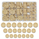 150Pcs Craft Sewing Button 2 Holes Handmade With Love Round Wooden But
