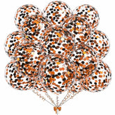 50Pc Halloween Balloons – 12" Orange & Black Latex with Confetti