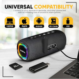 AuraBoom Portable Bluetooth Speaker, 20W Dolby Stereo Sound, Deep Bass, IPX5 Water-Resistant, 25H Playtime, RGB Lights, 40W TWS Pairing, BT 5.3,