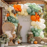Dusty Green Orange White Balloon Arch Kit Pastel Ivory Sand Garland for Party Decor
