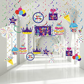30Pcs Colorful Birthday Hanging Swirls Cupcake Balloon Ceiling Décor