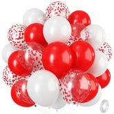 Red White Balloons Set, 35 Pack 12 Inch Red White Confetti Latex Ballo