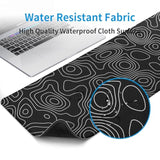 Black Topography Contour Gaming Mouse Pad Large Anime Topographic Map Mousepad Extended Mouse Pad Gaming Big Desk Pad Keyboard Pad With Stitched Edge Non-Slip Rubber Base