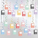 56 Pcs Back To School Hanging Swirls Decorations, Marble Notebooks Welcome Back To School Party Decorations Supplies Swirls Ceiling Decor For First Day Of School Preschool Elementary