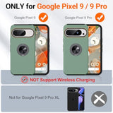 For Google Pixel 9 Case/Pixel 9 Pro Case, Slim Fit Grade Shockproof Case For Google 9 With Ring Holder Stand Kickstand Protective Phone Case For Google Pixel 9/9 Pro, Alpine Green