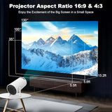 Mini Projector, Support 4K 1080P Portable Projector With Dual Band Wifi6 5G Wireless 5.2 Bluetooth Android 11, 160 Ansi Lumens, 180° Rotatable, Auto Keystone Correction,35"-130" Screen Video Projector