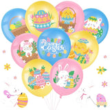 54 Pcs Happy Easter Balloons Decoration 12 Inch Easter Bunny Pastel Latex Balloons For Spring Bunny Party Favor Indoor Outdoor Supplies Decor
