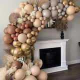 Retro Brown Cream & Metallic Sand Gold Balloons - 12 Inch, Perfect For Birthday, Baby Shower, Wedding & Boho Decorations
