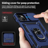 For Iphone 13 Case With Camera Lens Cover Hd Screen Protector, 10 Ft Military Grade Drop Protection, Magnetic Ring Holder Kickstand Protective Phone Case For Iphone 13 6.1 Inch, Navy Blue