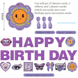 3 Pcs Pop Singer Birthday Party Banner Purple Butterfly Party Decorations For Concert Party Decorations Music Fans Party Supplies