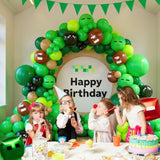 Video Game Balloon Garland Arch Kit, 124Pcs Green Black Brown Balloons Foil Balloons For Boy Gaming Birthday Party Decorations Supplies