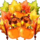 30pcs Fall Thanksgiving Balloons Pumpkin Maple Leaf Pine Foil Garland Party Decor