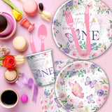 120pcs Butterfly 1st Birthday Set with Plates, Napkins, Cups & Forks for 24 Guests
