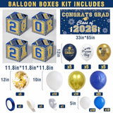 Graduation Decorations Class Of 2026 Navy Blue And Gold | 2026 Grad Balloon Boxes With Letters, Balloon Garland Kit, Congrats Grad Backdrop, Graduation Banner, High School & College Party Supplies