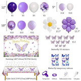 90pcs Butterfly Party Kit with Balloon Arch, Backdrop, Banner & Tablecloth
