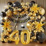 125pcs Black Gold Balloon Arch Kit with Star Balloons for Party & Celebration