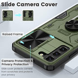 Samsung Galaxy S22 Plus Case With Camera Cover & Kickstand - 360 Rotate Ring Stand, Magnetic Magnet Protective Phone Cover - Green