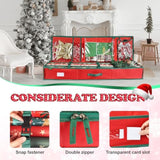 42'' Gift Wrap Organizer Christmas Wrapping Paper Storage Sturdy 600D Oxford Fabric Xmas Accessories Containers Bag Large Capacity Ornaments Storage Box (Red)