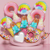 Ice Cream Party Decorations,Candyland 17Pcs Donut Rainbow Cloud Popsicle Heart Foil Balloons For Two Sweet One Birthday Girl'S Baby Shower Pool Beach Summer Party Favors Supplies