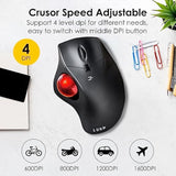 2.4G Wireless Ergonomic Trackball Mouse, Optical Rollerball Mice, Programmable Silent Buttons, 40Mm Trackball, 600/800/1200/1600 Adjustable Dpi, Compatible With Macbook, Laptop, Windows, Macos