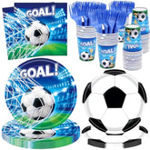 Soccer Party Decorations, 120Pcs Soccer Birthday Party Supplies-Serves 24 With Soccers Plates Cups And Napkins For Sports Boy'S Birthday Decorations