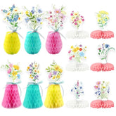12Pcs Wildflowers Honeycomb Centerpieces - 3D Floral Table Decor For Garden Baby Showers, Spring Weddings, Botanical Party Ambiance