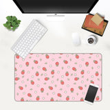 Kawaii Mousepad Cute Strawberry, Pink Gaming Deskmat, Anime Aesthetics Desk Mat, Strawberry Pastel Peach Yoghurt Kawaii Desk Pad, Cute Large Mouse Pad Mouse Mat