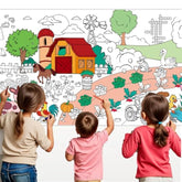 Coloring Tablecloth For Kids, Farm Animal Party Drawing Tablecloth, Large Paper Coloring Table Cover, 31 X 72 Inch Diy Drawing Activity, Art Supplies For Child, Classroom Wall Decor