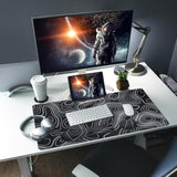 Large Gaming Mouse Pad Xl Desk Mat, 4-In-1 Mouse Pad With Wrist Rest, Large Desk Pad, Keyboard Pad For Office/Home-Black And White Topography (31.5 X 15.7 X 0.12 Inches)