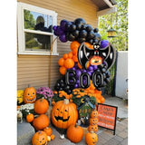 138Pcs Halloween Balloon Garland Arch Kit Black Orange Purple Pumpkin Bat Metallic Balloons