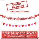 Glitter Happy Valentine'S Banner - 10 Feet, No Diy | Red Pink Heart Garland For Valentine'S Decorations | Classroom Decor