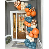 Fall Thanksgiving Balloon Arch Kit: Orange, Blue & Gold Boho Decor