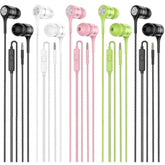Earbuds Earphones With Microphone, 5 Pack Wired Heavy Bass Headphones, Earphone With Noise Isolating, Fits 3.5Mm Interface For Ipad, Desktop