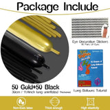 260 Pcs Black and Gold Balloons Set with Long Twist Balloons for Party Decor