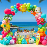 Beach Pool Party Decorations Include Colorful Balloon Garland Kit Pineapple Coconut Tree Sun Watermelon Fruit Beach Ball Foil Balloons For Summer Camp Decorations Family Vacation Party Supplies