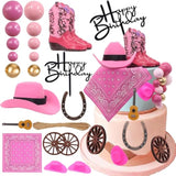 Cowgirl Cake Topper First Rodeo Birthday Cupcake Decorations Girl Mini Pink Cowgirl Hat And Boot For Western Disco Baby Shower Vaquero Themed Party Favors Supplies