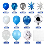 Soccer Balloon Arch Kit For Boys, Blue Silver White Balloons, Birthday Football Party Decoration, Includes 106 Pieces