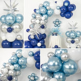 98pcs Blue Silver Balloon Arch Kit with Navy, White, and Star Foil Balloons