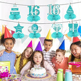 Teal Sweet 16 Birthday Honeycomb Centerpieces: 8-Piece Table Decorations