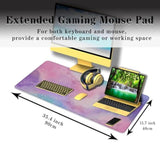 Gaming Pink Mouse Pad Purple Game Mat Big Mouse Pads Desk Mat For Women Computer Mat Pc Gaming Mouse Pad Waterproof Non-Slip Rubber Base 35.4" X 15.7" For Game Office, Starry Sky Cute
