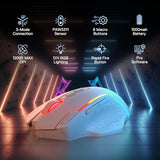 M810 Max 3-Mode Wireless Gaming Mouse, 12000 Dpi Wired/Wireless Rgb Mouse W/Rapid Fire Key, 8 Macro Buttons, 188-Hour Reliable Power Capacity For Pc/Mac/Laptop