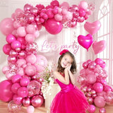 150PCS Pink Balloon Garland Kit Hot Pink, Magenta & Hearts for Birthday and Party Decor