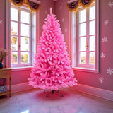 6.5Ft Pre-Lit Artificial Pink Christmas Tree With 300 Led Pink Ul Listed String Lights
