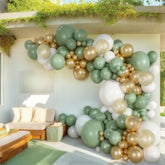 154-Pc Sage Green & Gold Balloon Arch Kit for Parties