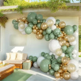 154-Pc Sage Green & Gold Balloon Arch Kit for Parties