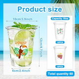 60 Pcs Luau Party Cups 16 Oz Clear Plastic Tropical Hawaiian Cup Disposable Hawaii Flamingo Pineapple Drinking Cups For Summer Beach Hawaiian Luau Drinkware Party Supplies