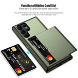 For Samsung S22 Ultra Case With Card Holder 5G 6.8 Inch Slim Dual Layer Heavy Duty Protective For Galaxy S22 Ultra Case Hidden Card Slot Wallet Case For Samsung S22 Ultra(Green)